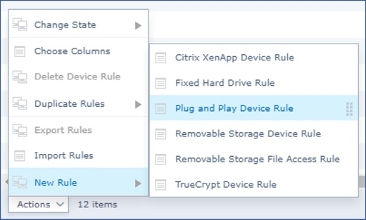 Click Plug and Play Device Rule