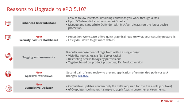 Summary table of features and reasons to upgrade