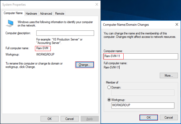 Host name and VMname