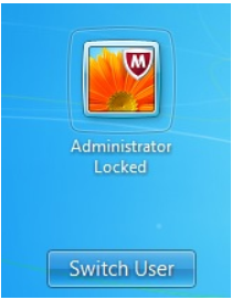 Example of the McAfee shield icon displayed on a user's logon screen
