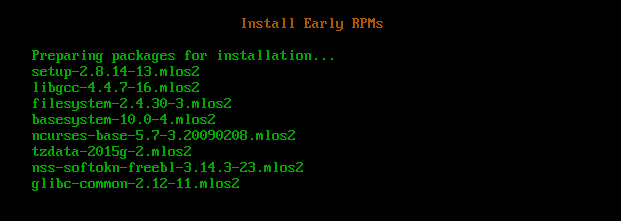 Command window showing the RPM packages being installed