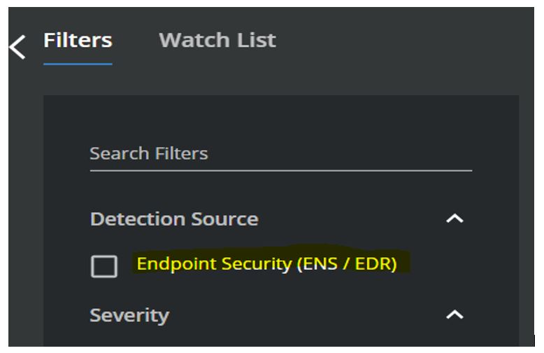 Filter Detection Source by ENS or EDR